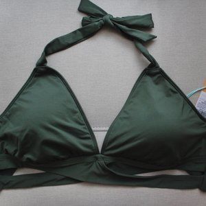 Olive Green Bikini Swim Top - Size D/DD